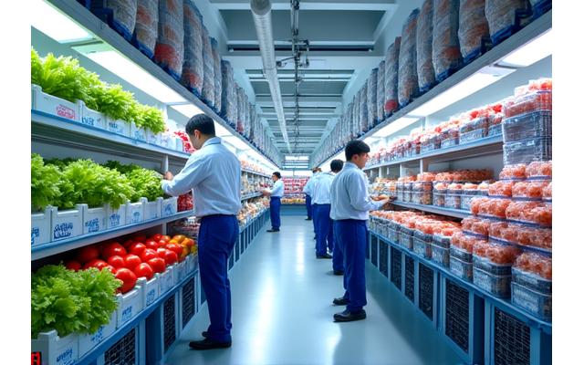 신선한 과일, 채소, 수산물이 담긴 콜드체인 박스