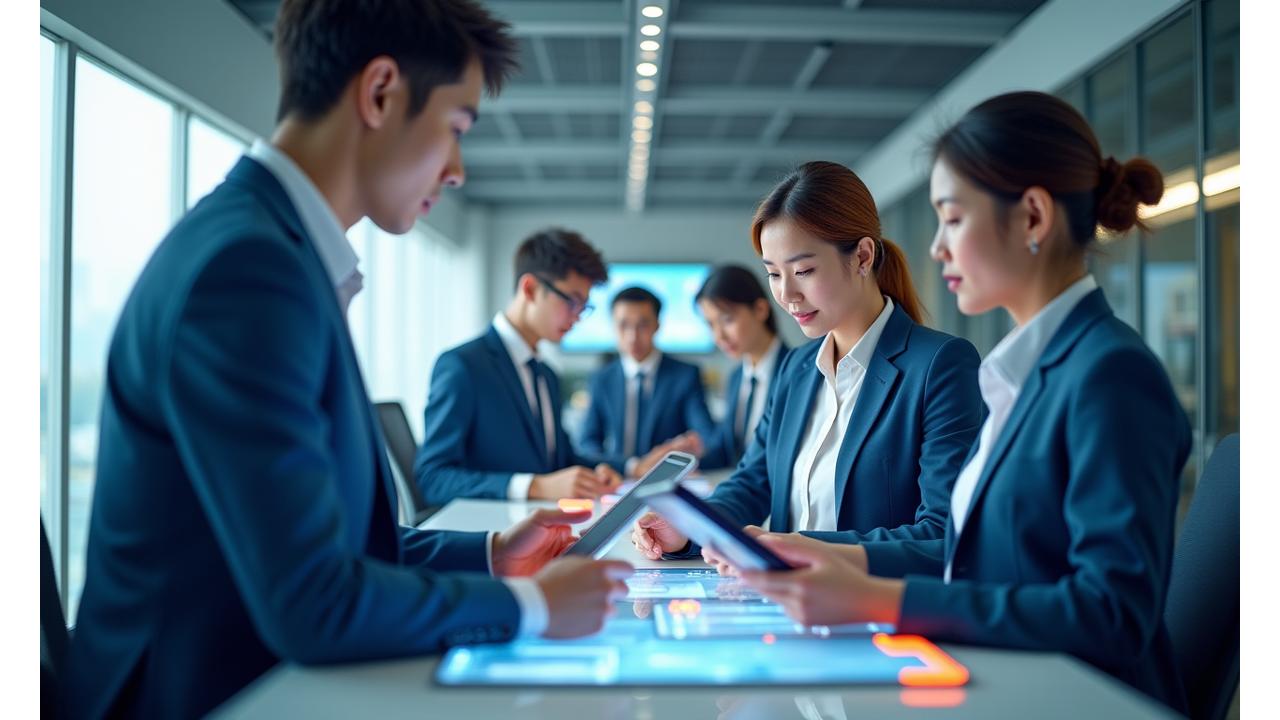 물류 전문가가 고객과 친절하게 상담하고 있는 모습