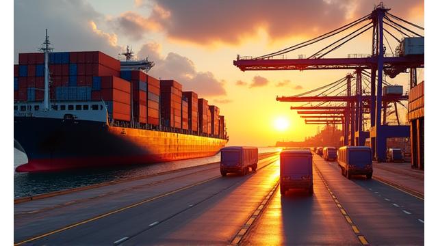 국제 물류 터미널의 컨테이너 박스 이미지