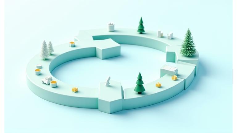 친환경 포장재 회수, 재활용, 재사용을 나타내는 순환 화살표 인포그래픽