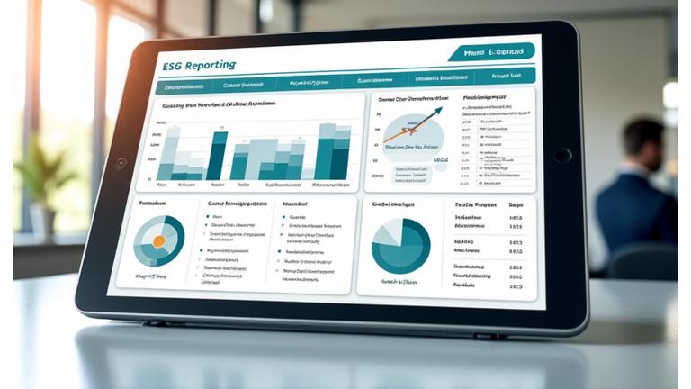 기업 ESG 보고서 대시보드 샘플, 지속가능성 지표 시각화